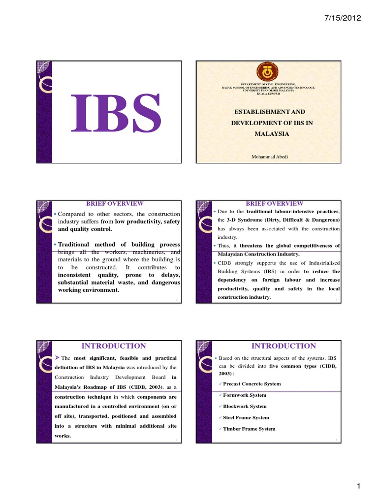 Development of IBS in Malaysia | PDF | Precast Concrete | Framing ...