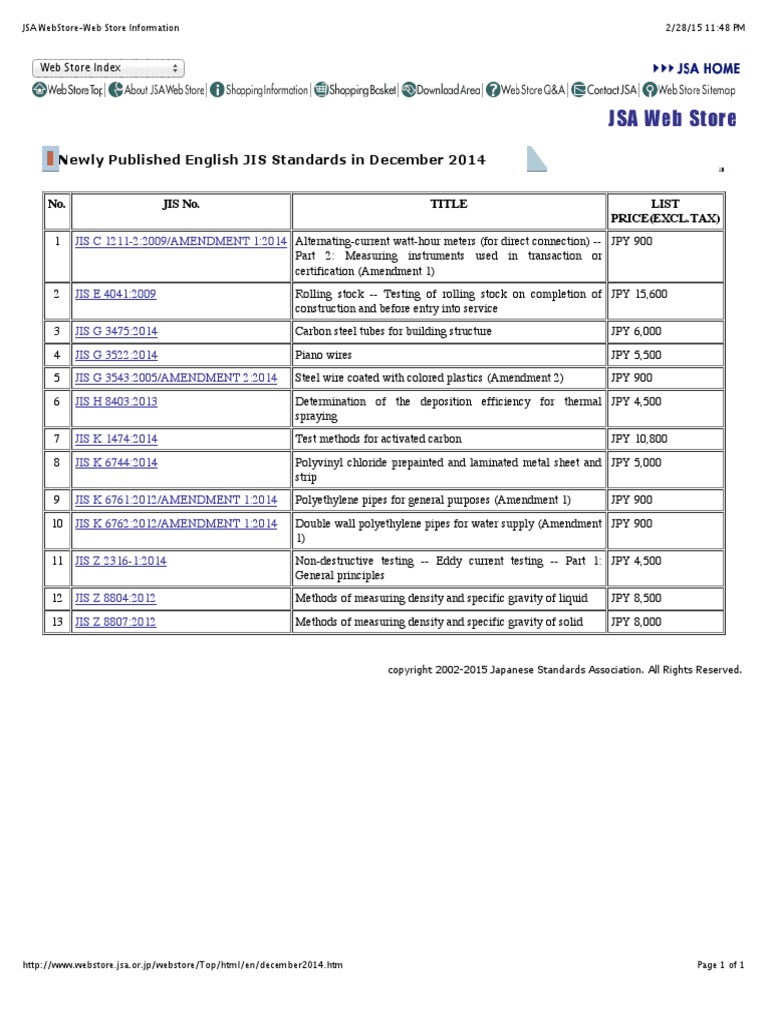 List of JSA WebStore-Web Store Information | PDF | Materials | Building ...