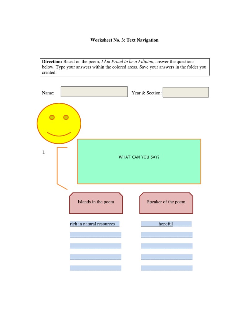 Worksheet No. 3: Text Navigation: What Can You Say? | PDF