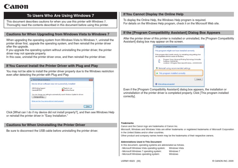 Canon Printer Notice Windows 7 | PDF