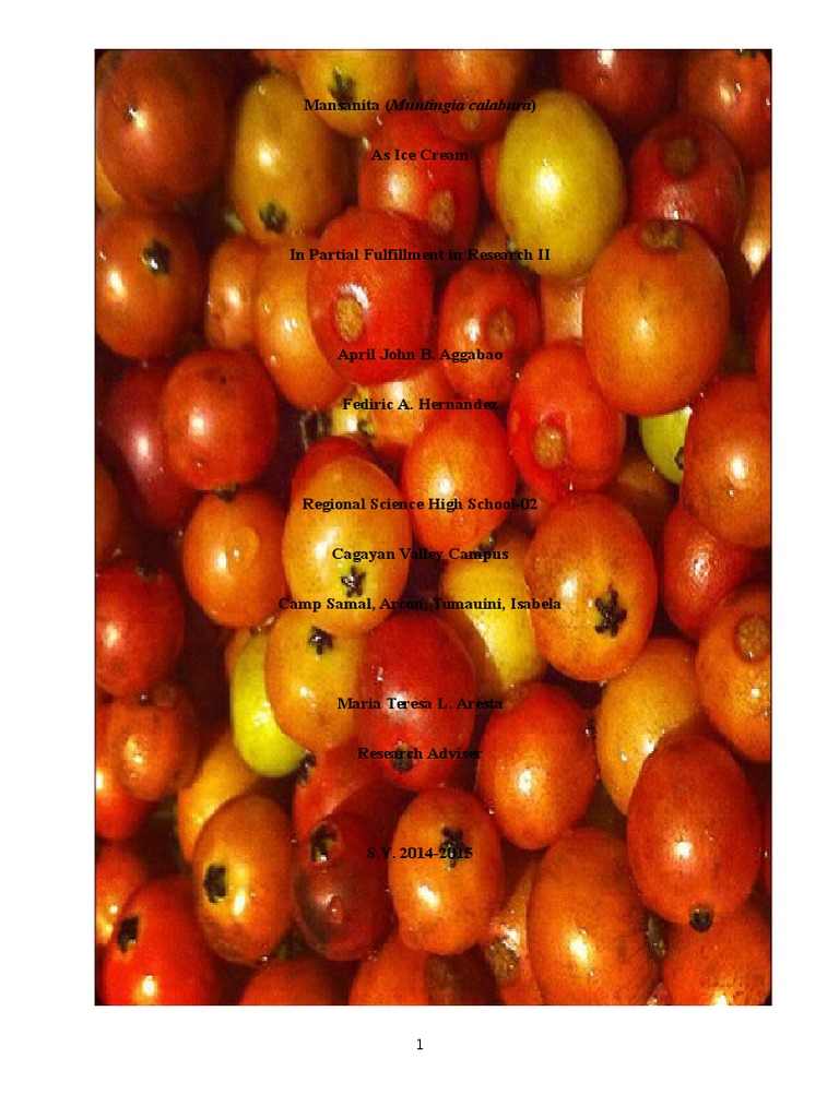 Mansanita As Ice Cream Research Final Paper Vanilla Hypothesis