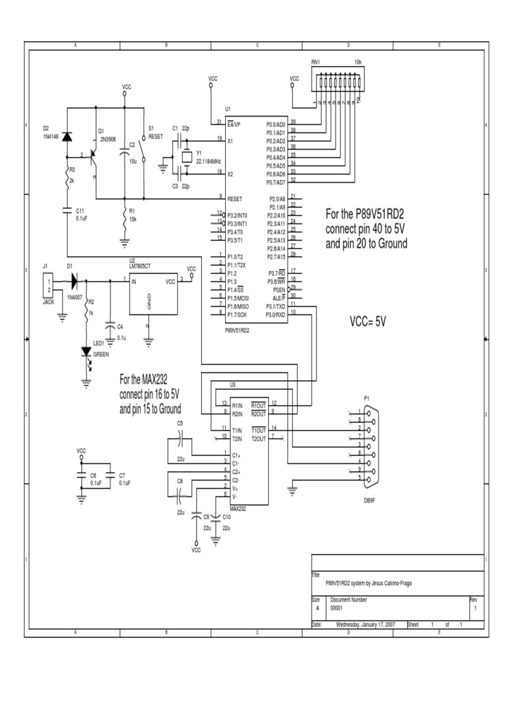 P89V51RD2 Circuit Connection Guide | PDF