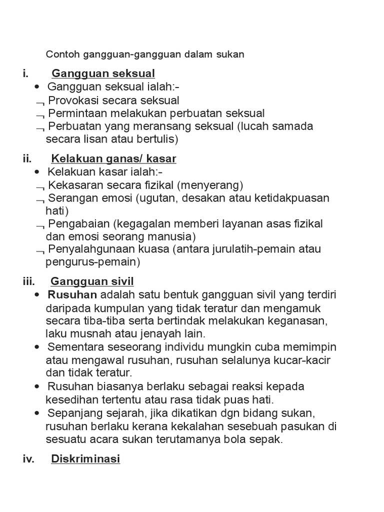 Empat Bentuk Gangguan Seksual Yang Kerap Berlaku Dalam Sukan Englshji