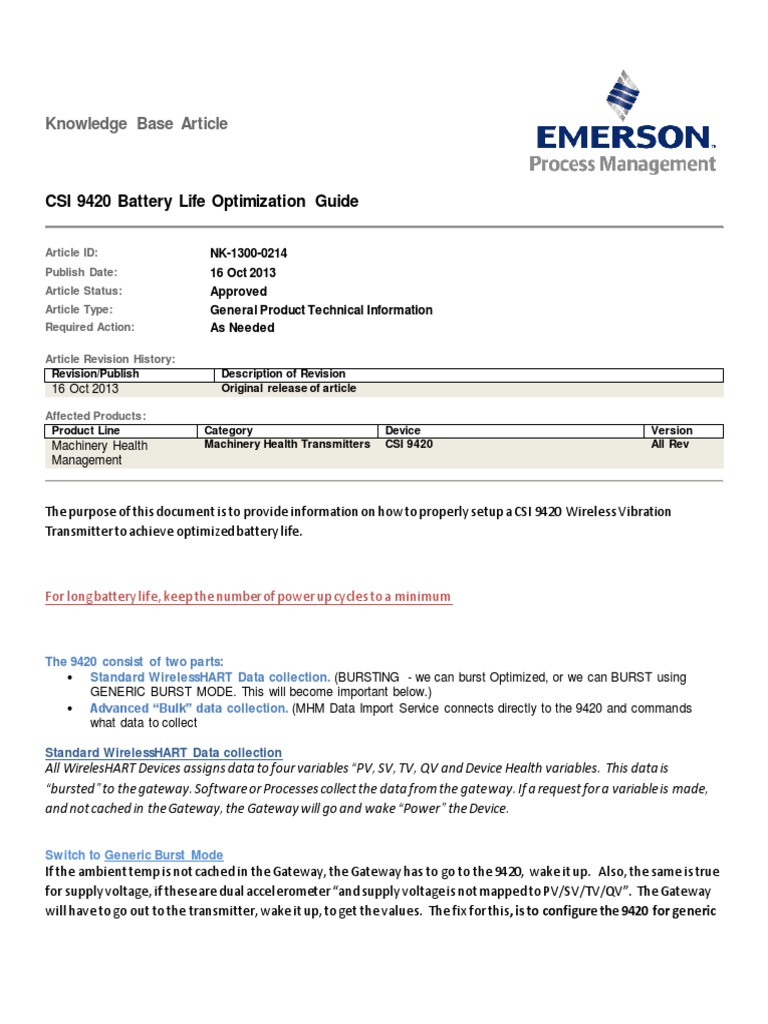 CSI 9420 Battery Life Optimization Guide PDF | PDF | Battery (Electricity)  | Signal (Electrical Engineering)