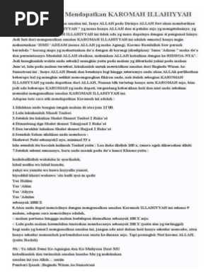 Amalan Untuk Mendapatkan Karomah Pdf