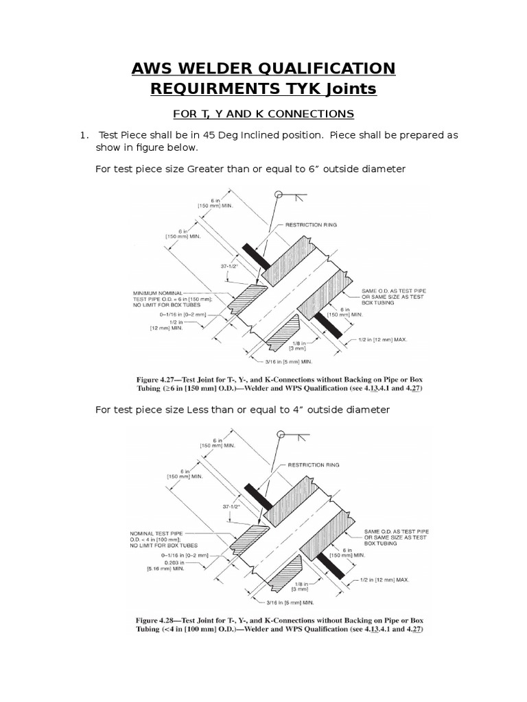 Aws Welder Qualification Requirments Tyk Joints