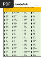 English Grammar Chart - Past Irregular