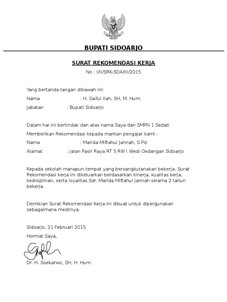 Surat Permohonan Kerja English - Contoh Dot