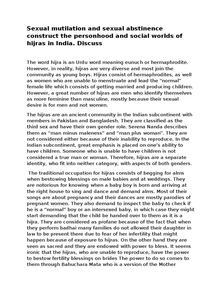 The Word Hijra Is An Urdu Word Meaning Eunuch or Hermaphrodite PDF
