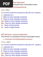 Find Minimum of Constrained Linear Multivariable Function: MATLAB Syntax: Linear Optimization