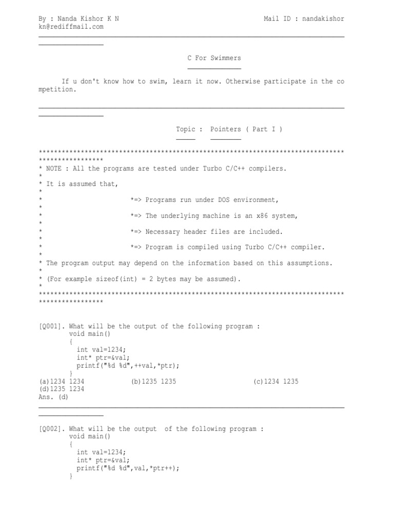 Pointers (Part I) | PDF