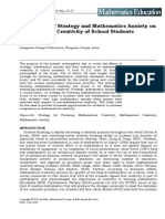 The Effects of Strategy and Mathematics Anxiety on Mathematical Creativity of School Students