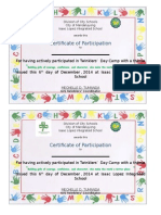 Twinklers Certificate For Participation