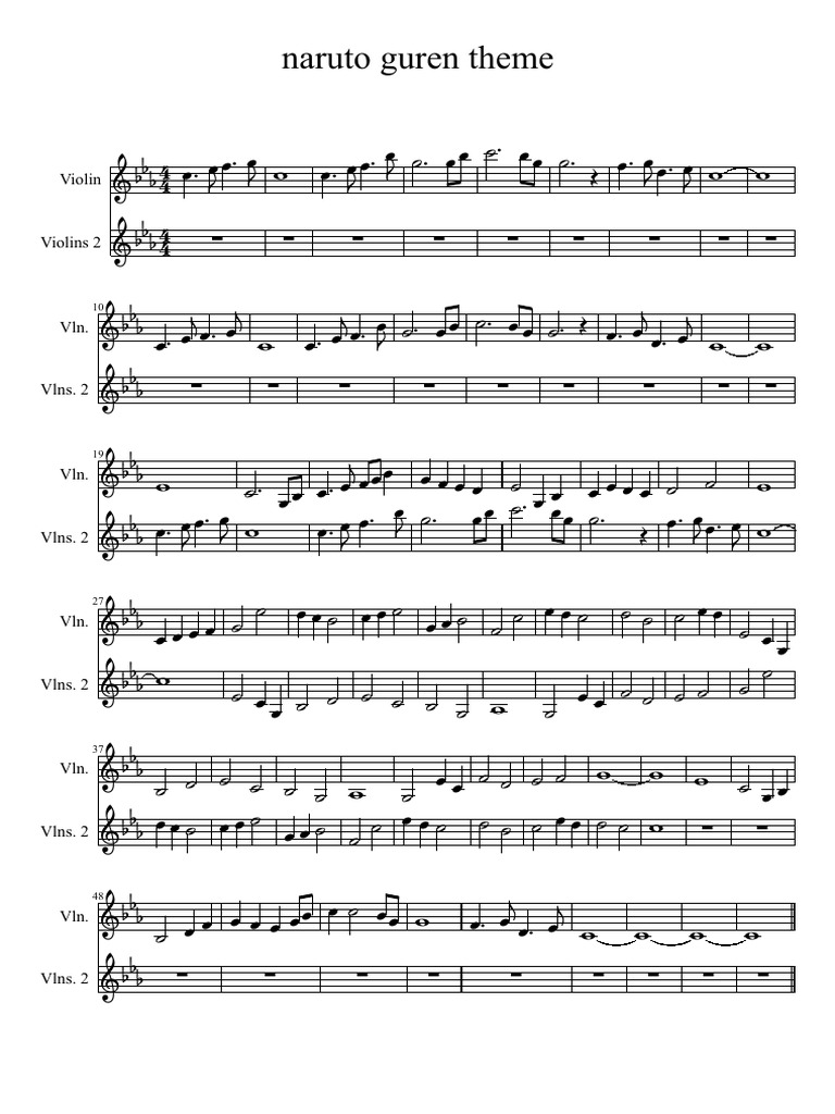 Yukimaru Guren Theme - Naruto Shippuden Sheet music for Violin, Viola,  Guitar (Mixed Trio)