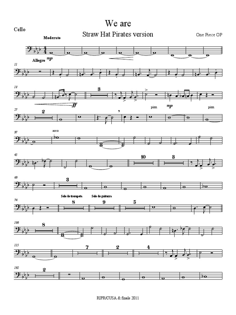 One Piece Op We Are Easy Strings Shp Ver Nuevo Cello