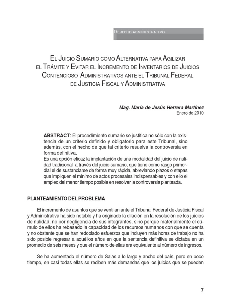 El Juicio Sumario | Jurisprudencia | Derecho administrativo