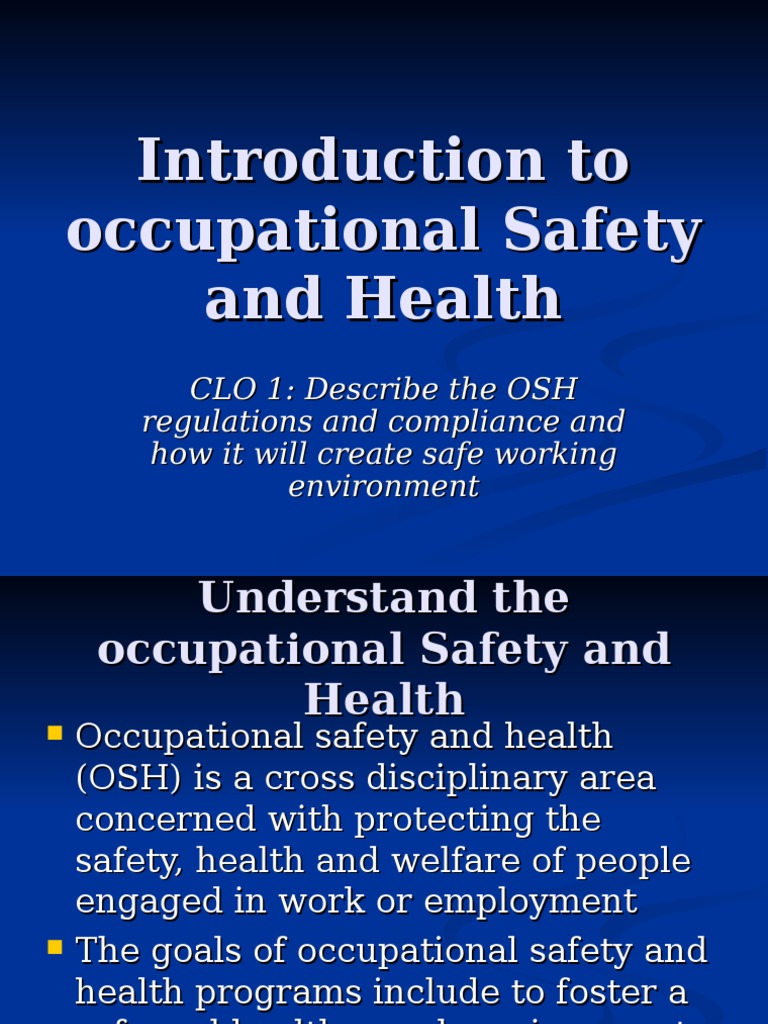 Introduction to Occupational Safety | PDF