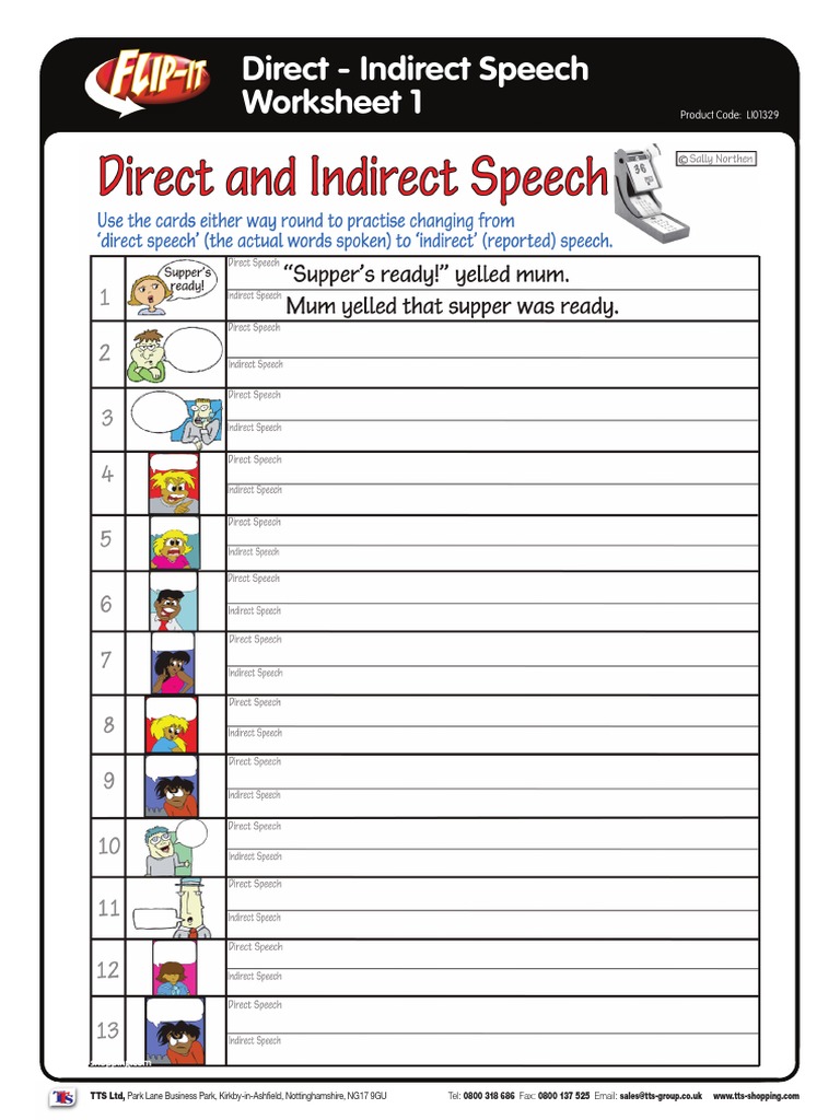 Direct Indirect Speech Worksheet | PDF