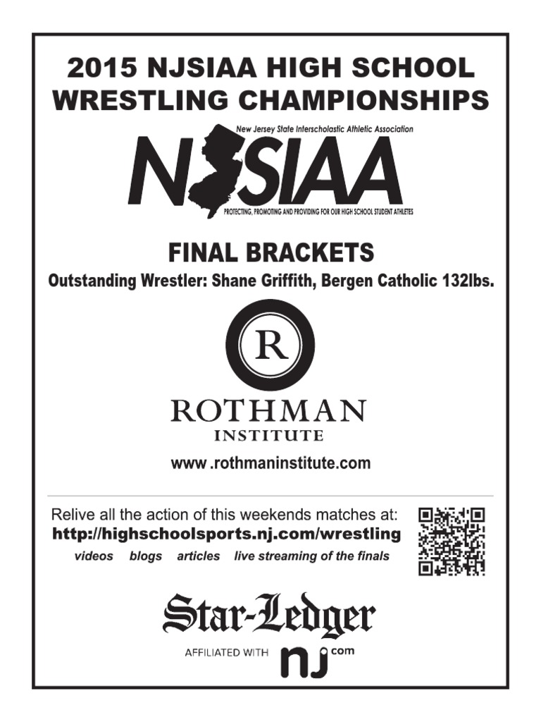 2015 NJSIAA Wrestling Tournament Final Brackets and Report PDF