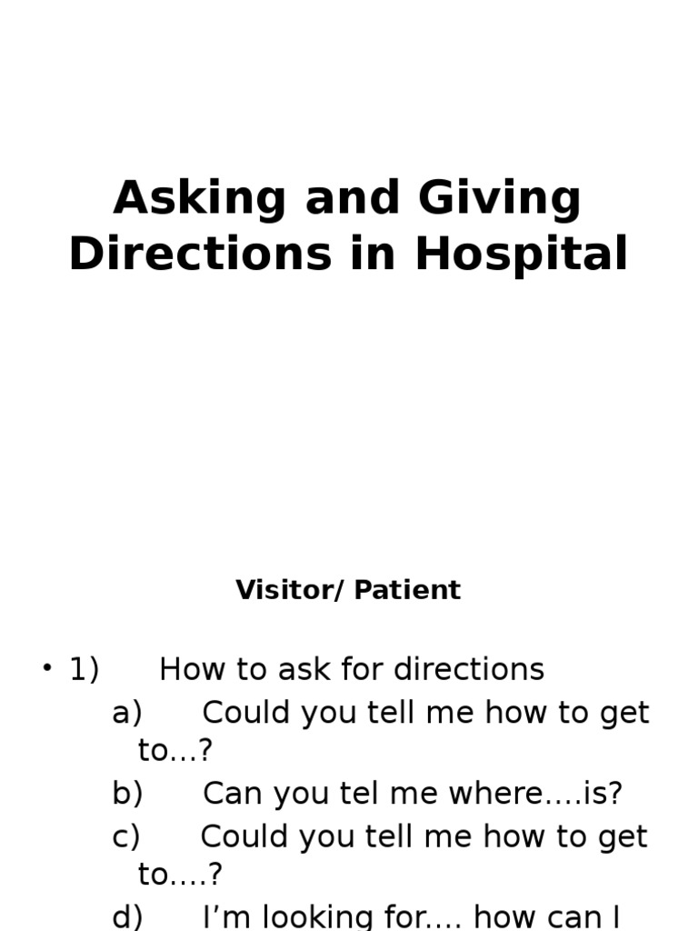 Asking and Giving Directions in Hospital | PDF