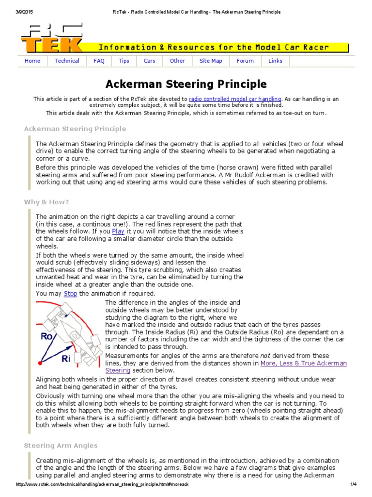 The Ackerman Steering Principle PDF Steering Angle