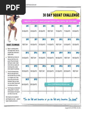 30 Day Squat Challenge Pdf Pdf Limbs Anatomy Lower Limb Anatomy