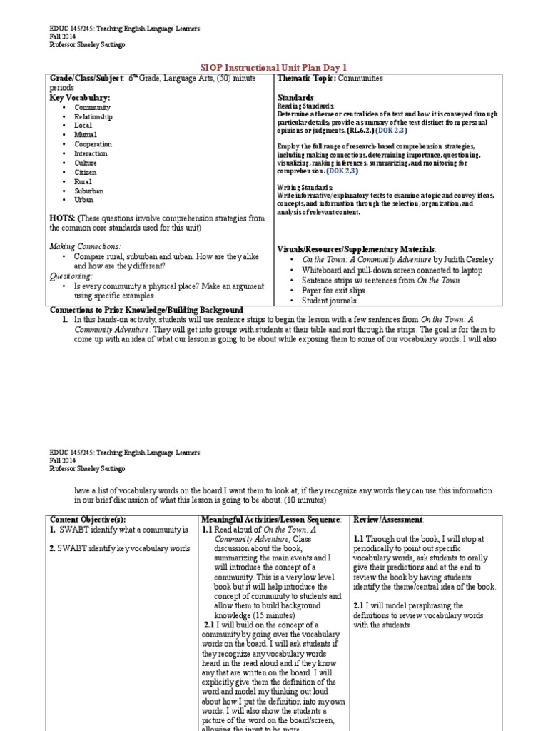 siop-unit-plan-reading-comprehension-educational-assessment