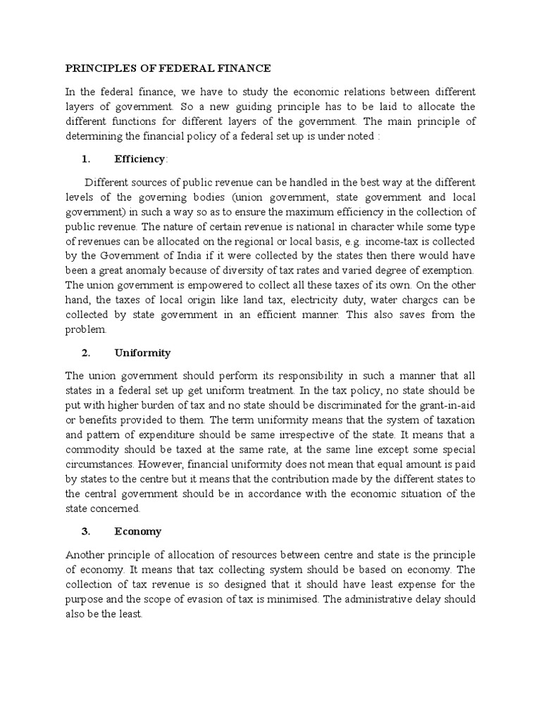 Principles Of Federal Finance Government Of India Taxes