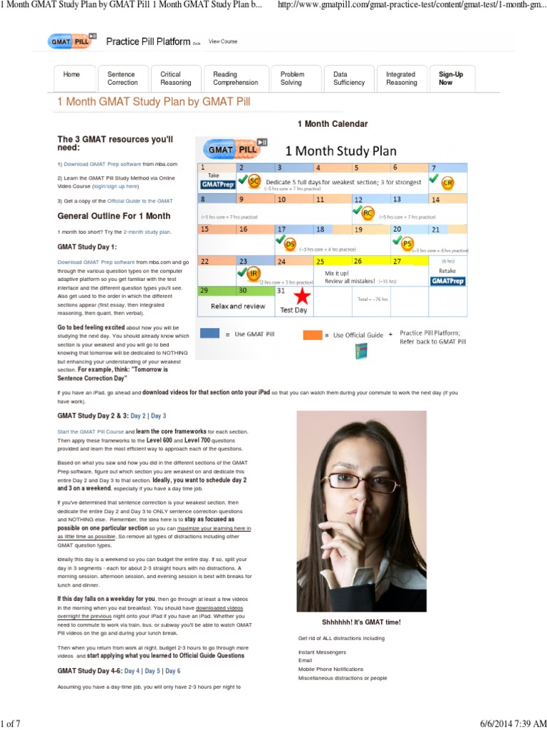 1-Month GMAT Study Plan Overview | PDF | Graduate Management Admission ...