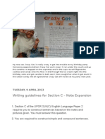 Writing Guidelines For Section C - Note Expansion: Tuesday, 9 April 2013