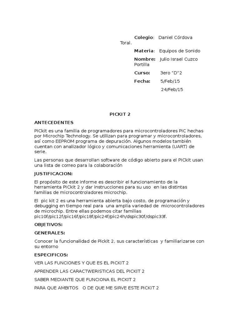 Guía del Programador PICkit 2 | PDF | Hardware de la computadora ...