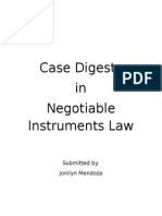 Case Digests in Negotiable Instruments Law: Submitted By: Jonilyn Mendoza