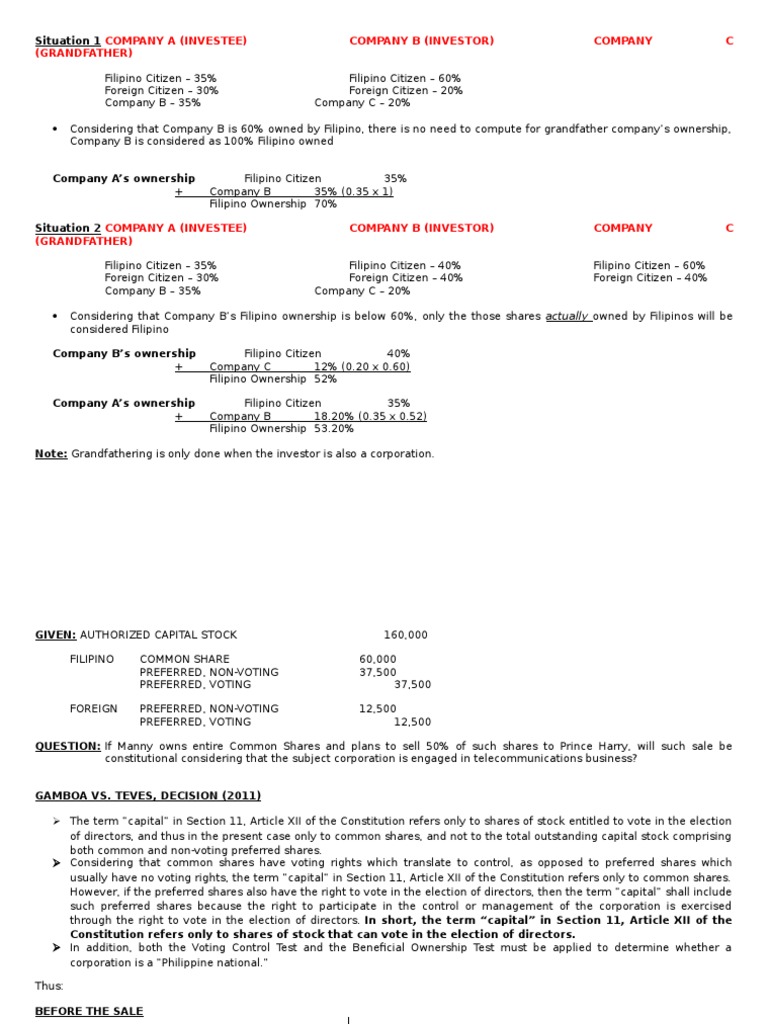 Corpo Code-Grand Father Rule | PDF | Common Stock | Stocks