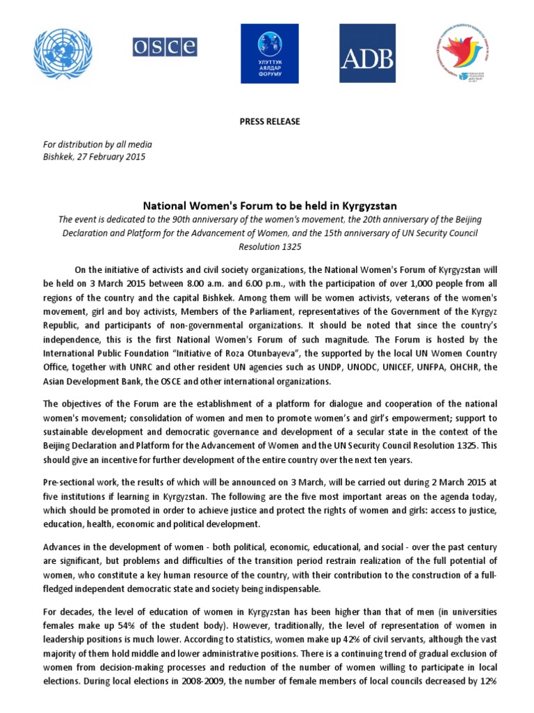 National Women's Forum Kyrgyzstan 2015 | PDF