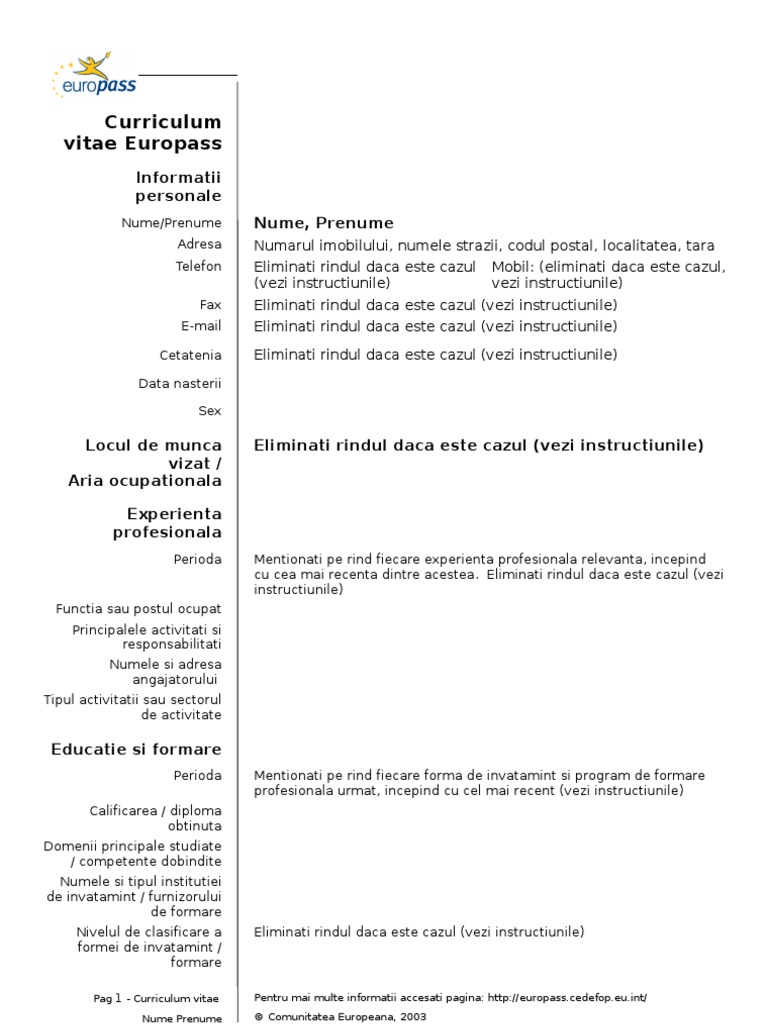 cvtemplatemodeleuropean