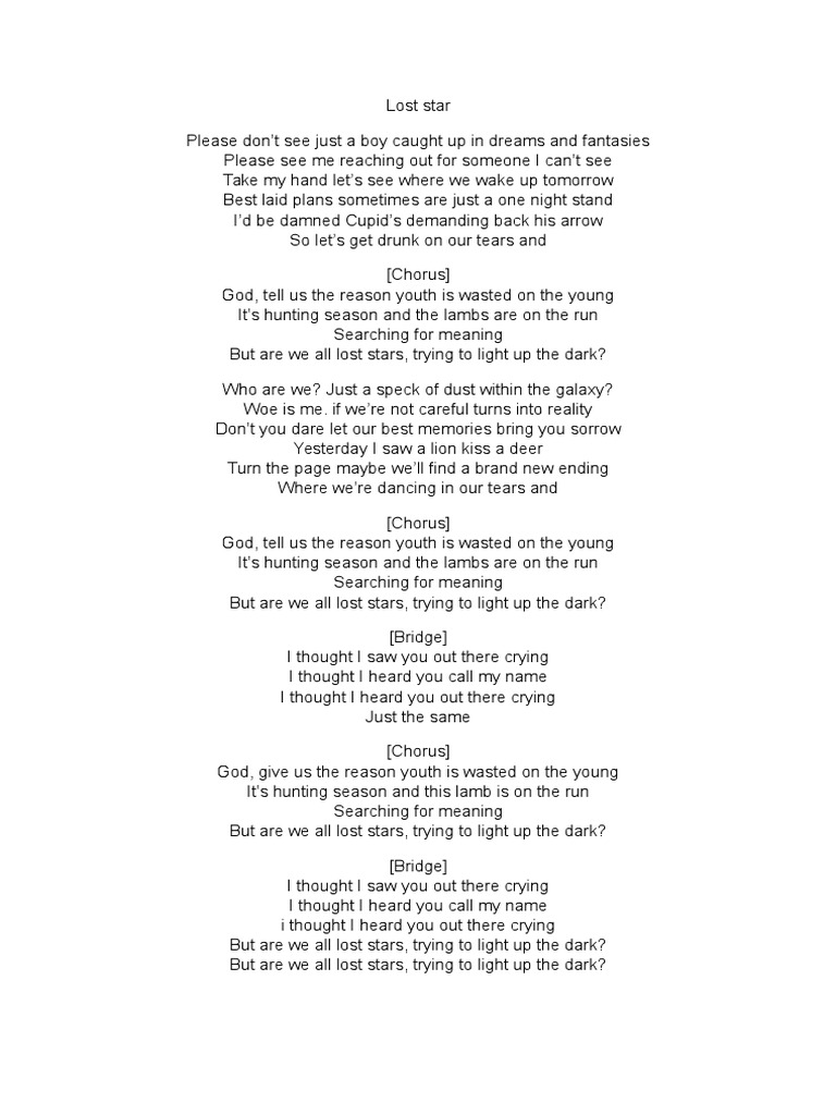Lost Star Lyrics Va Lời Dịch
