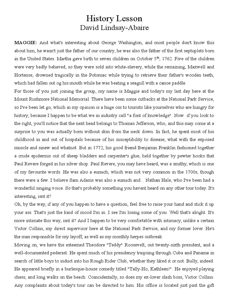 David LindsayAbaire History Lesson PDF