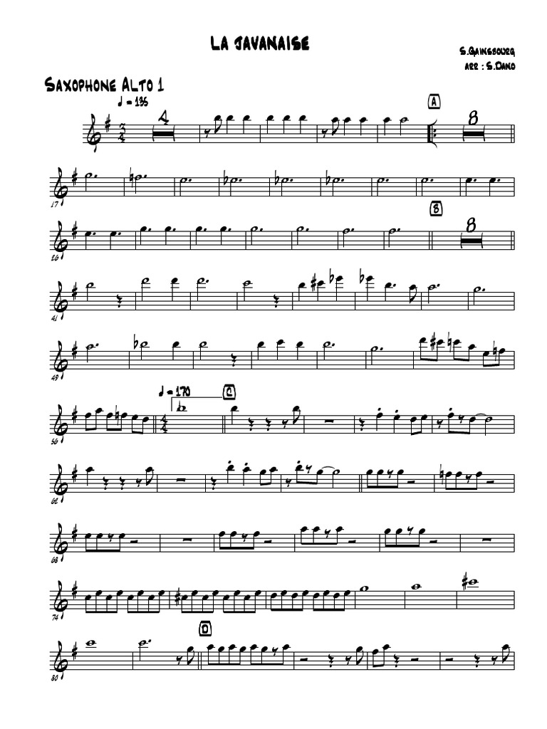 La Javanaise BB - Saxophone Alto 1 PDF