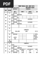 Time Table Jan - May 2015 Second Year: DAY Hour BT1 Che 1 Che 2 Che3