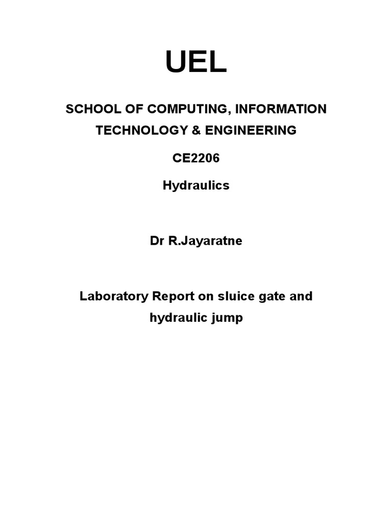 Hydraulic Jump Report PDF Hydraulics Pump