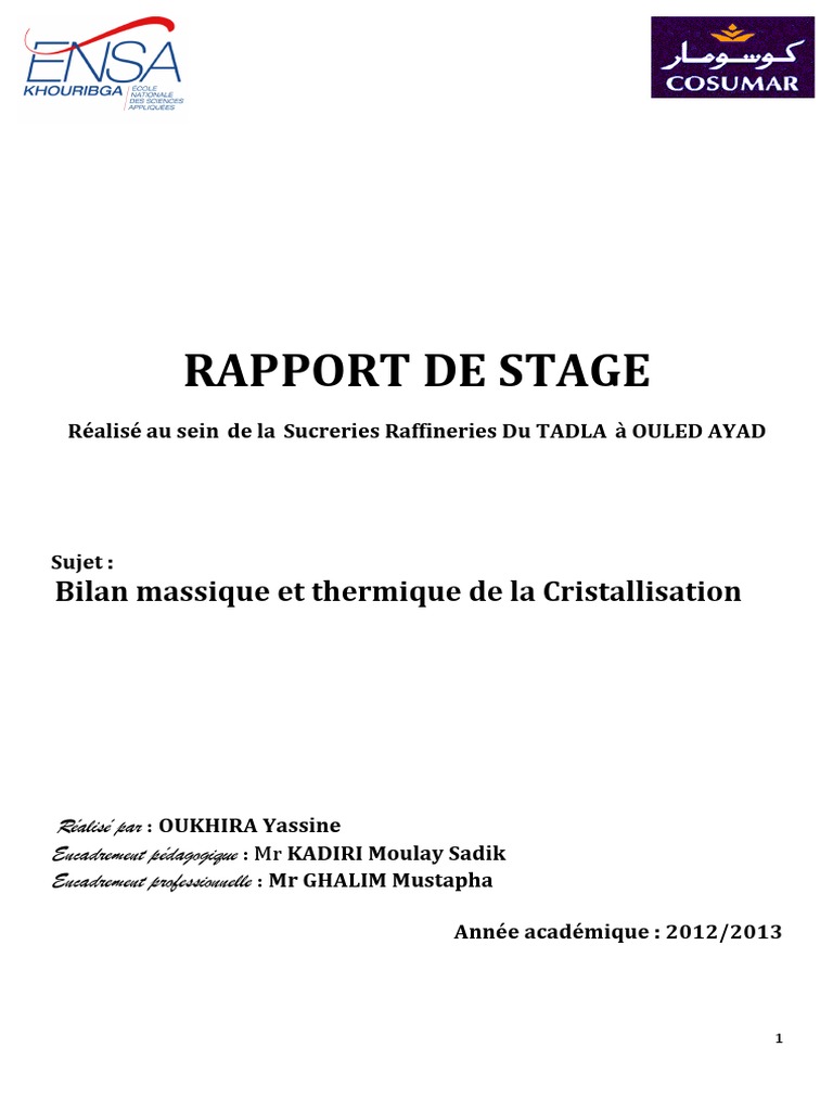 Rapport de stage chez Cosumar SUTA | PDF | Sucre | Régime et nutrition