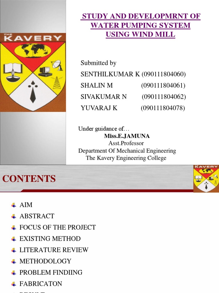 Study and Development of Water Pumping System Using Wind Mill PDF Wind Power Renewable