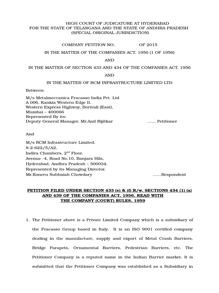 Company Petition Format | Rupee | Invoice