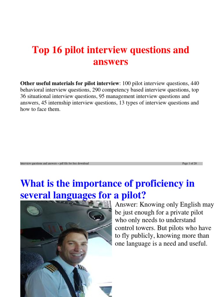 Essential Pilot Interview Q&A Guide | PDF | Pilot (Aeronautics) | Airlines