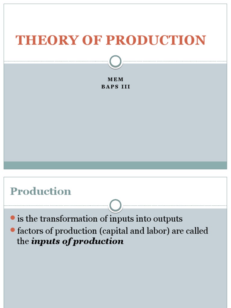 Theory of Production: MEM Baps Iii | PDF | Factors Of Production ...