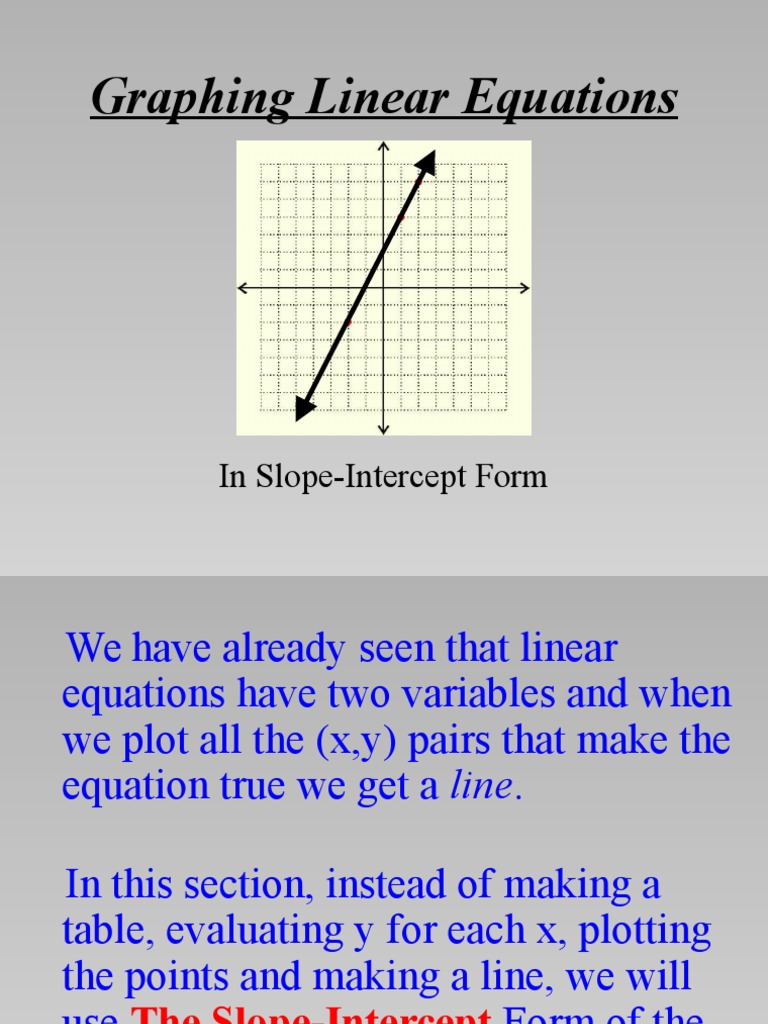 Graph Slope Intercept | PDF | Equations | Mathematical Analysis