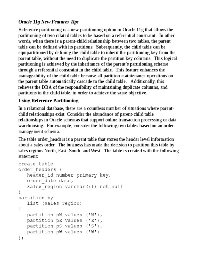 Reference Partitioning Method | Download Free PDF | Table (Database) | Data