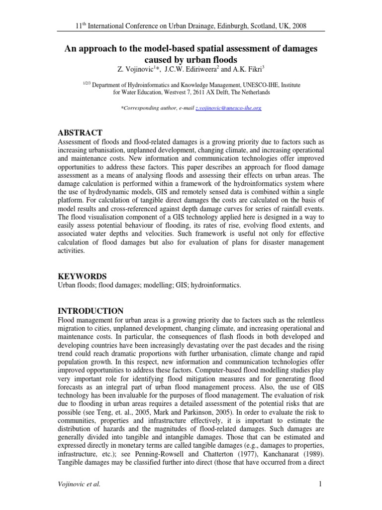 Urban Flood Damage Assessment Model | PDF
