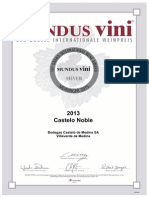 Castelo Noble 2013: Medalla de Plata en MUNDUS Vini 2015 / Silver Medal in MUNDUS Vini 2015