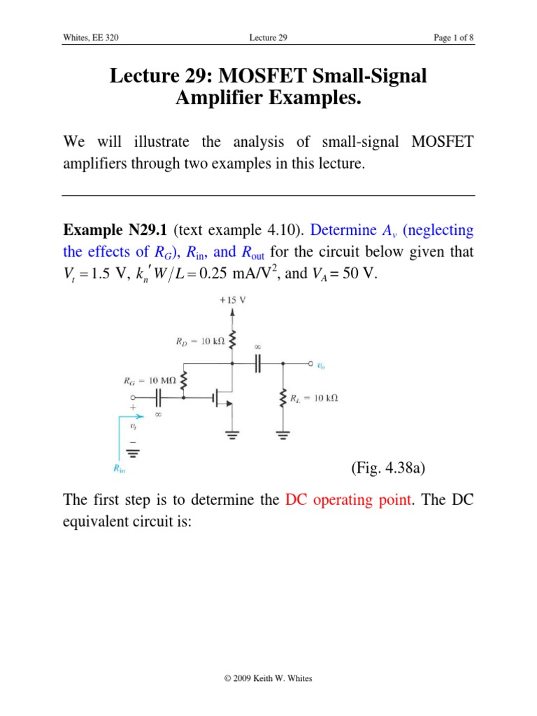 0 Solved Problems On Extracting Small Signal Parameters | PDF | Mosfet ...